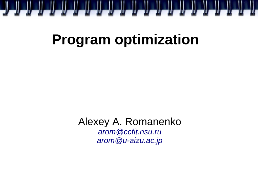 Program Optimization
