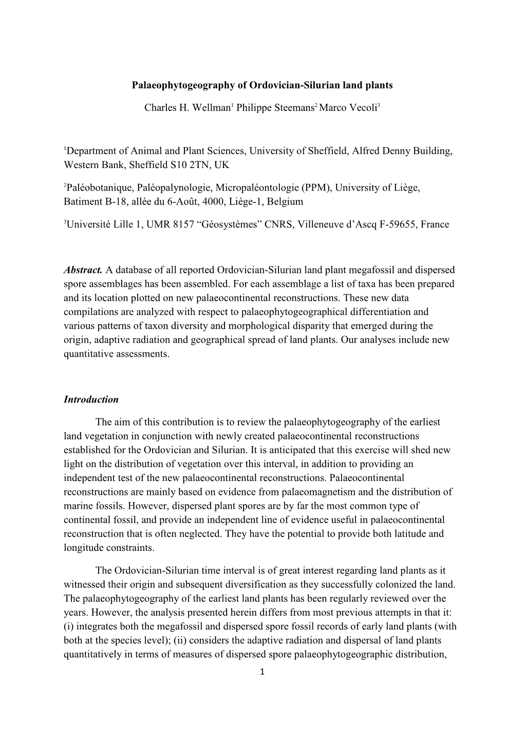 Palaeophytogeography of Ordovician-Silurian Land Plants