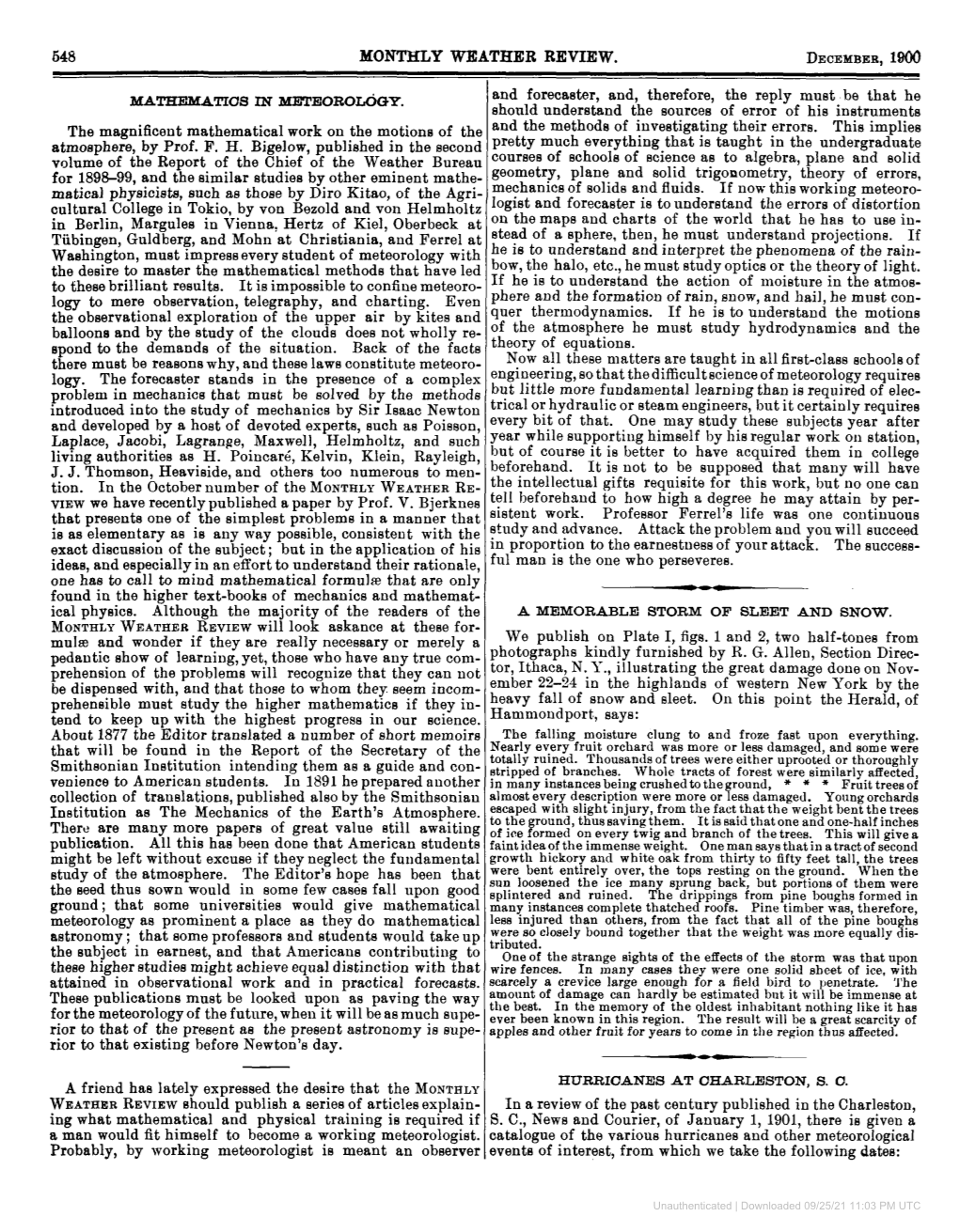 648 Monthly Weather Review. December, 1900