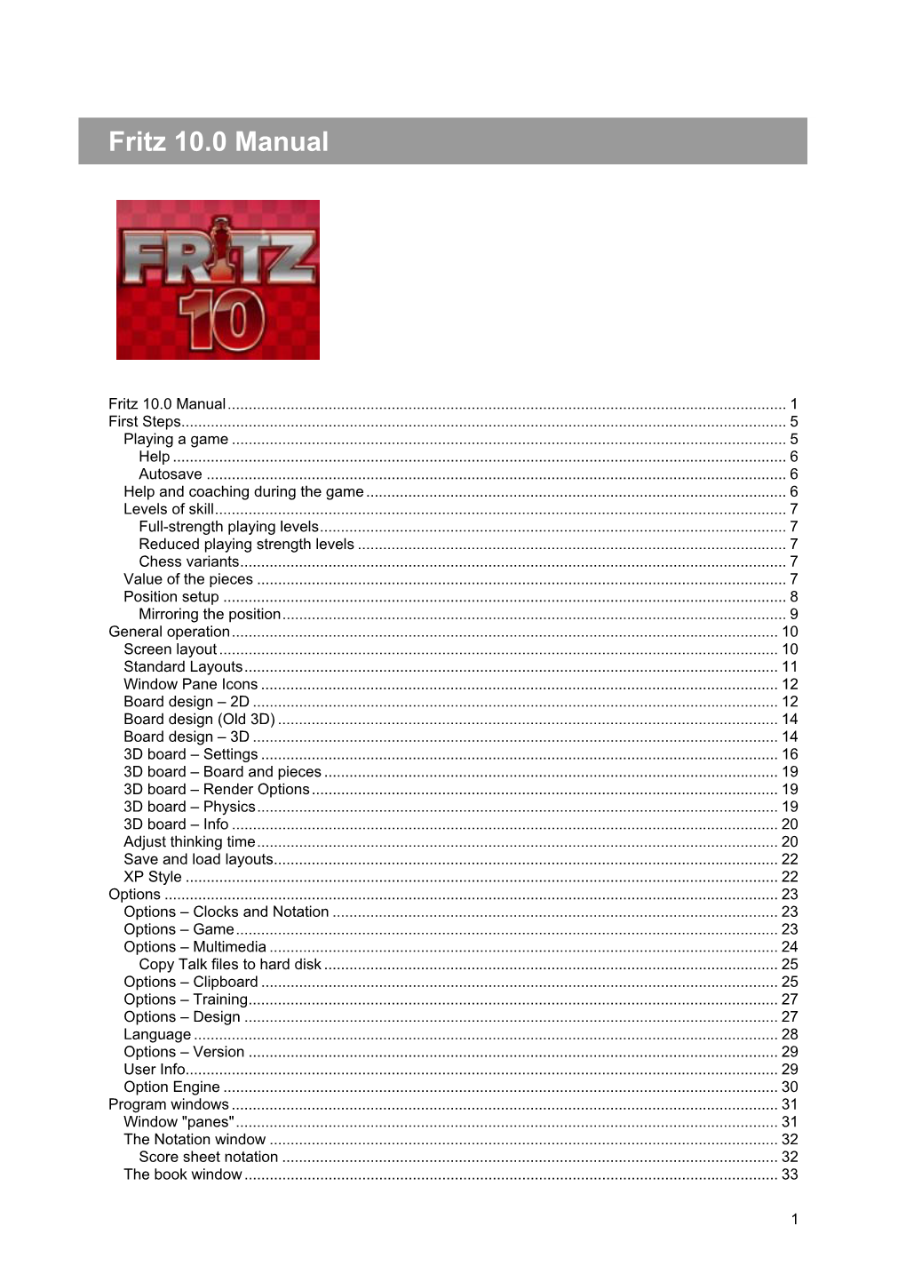 Fritz 10.0 Manual