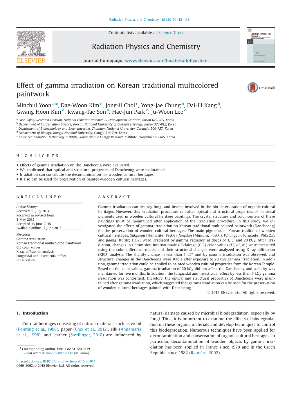 Effect of Gamma Irradiation on Korean Traditional Multicolored Paintwork