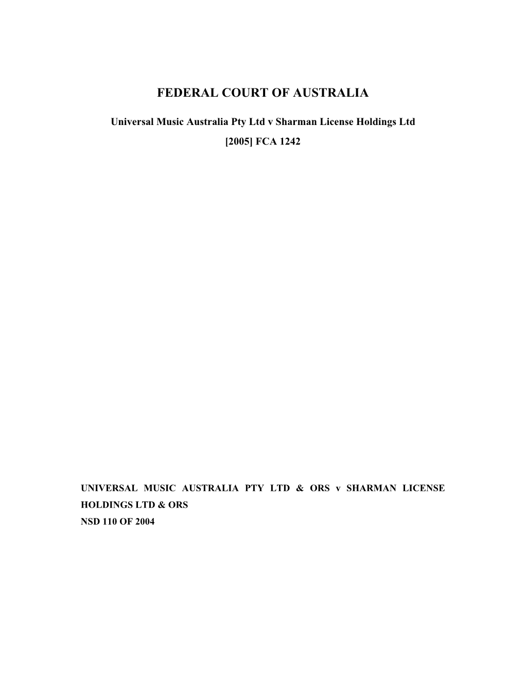 Federal Court of Australia