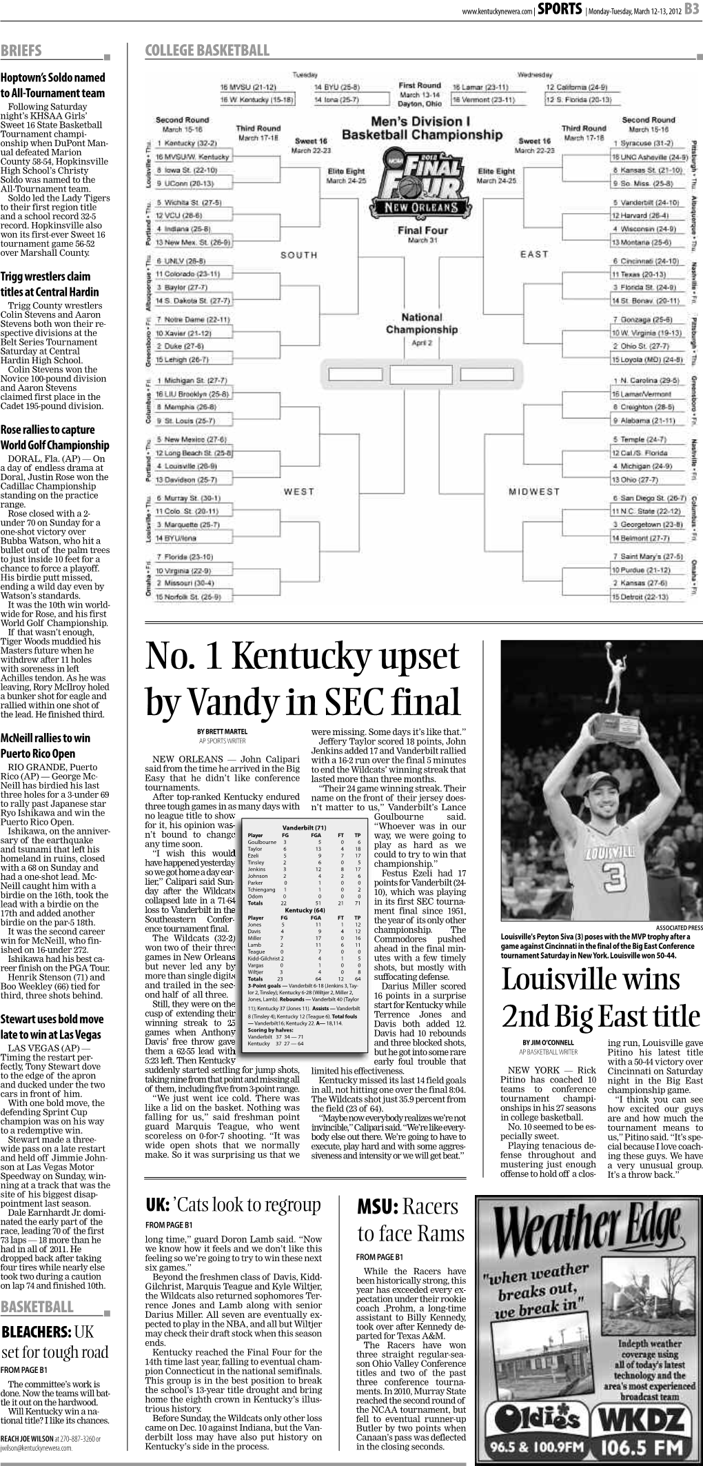 No. 1 Kentucky Upset by Vandy in SEC Final