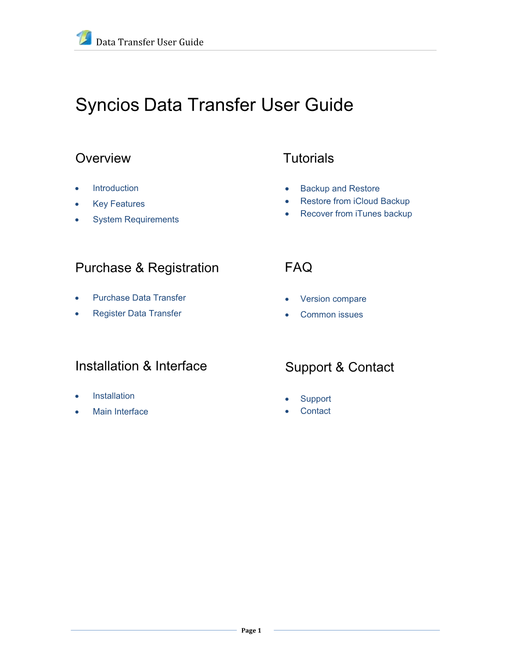 Syncios Data Transfer User Guide