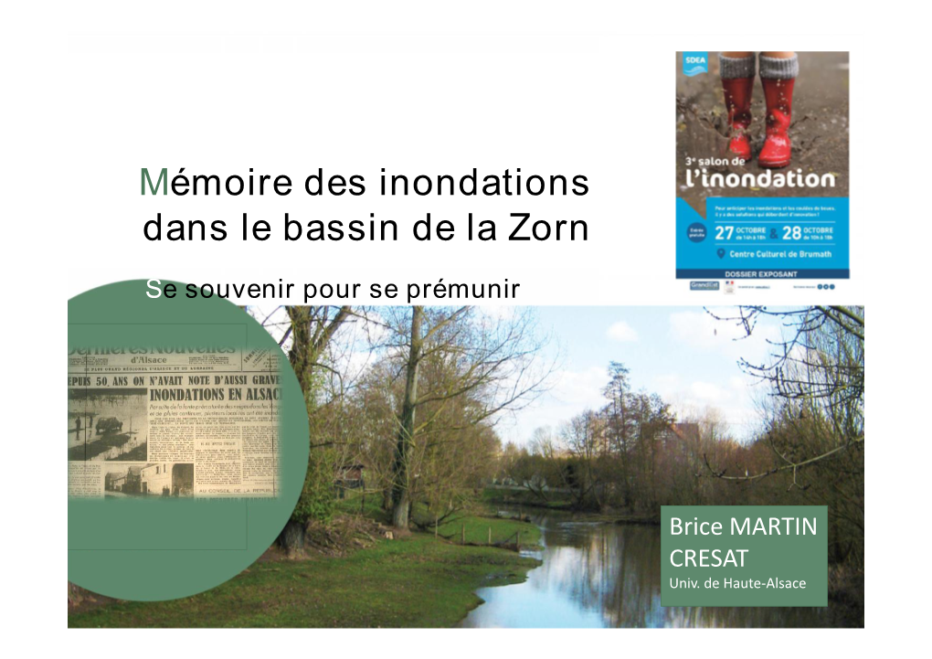 Mémoire Des Inondations Dans Le Bassin De La Zorn