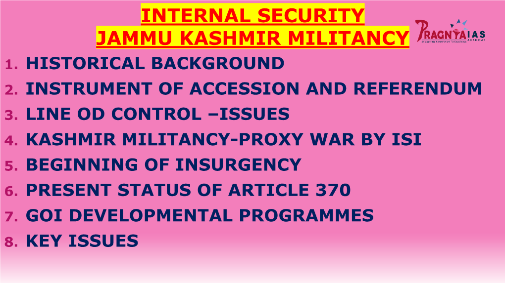 Internal Security Jammu Kashmir Militancy 1