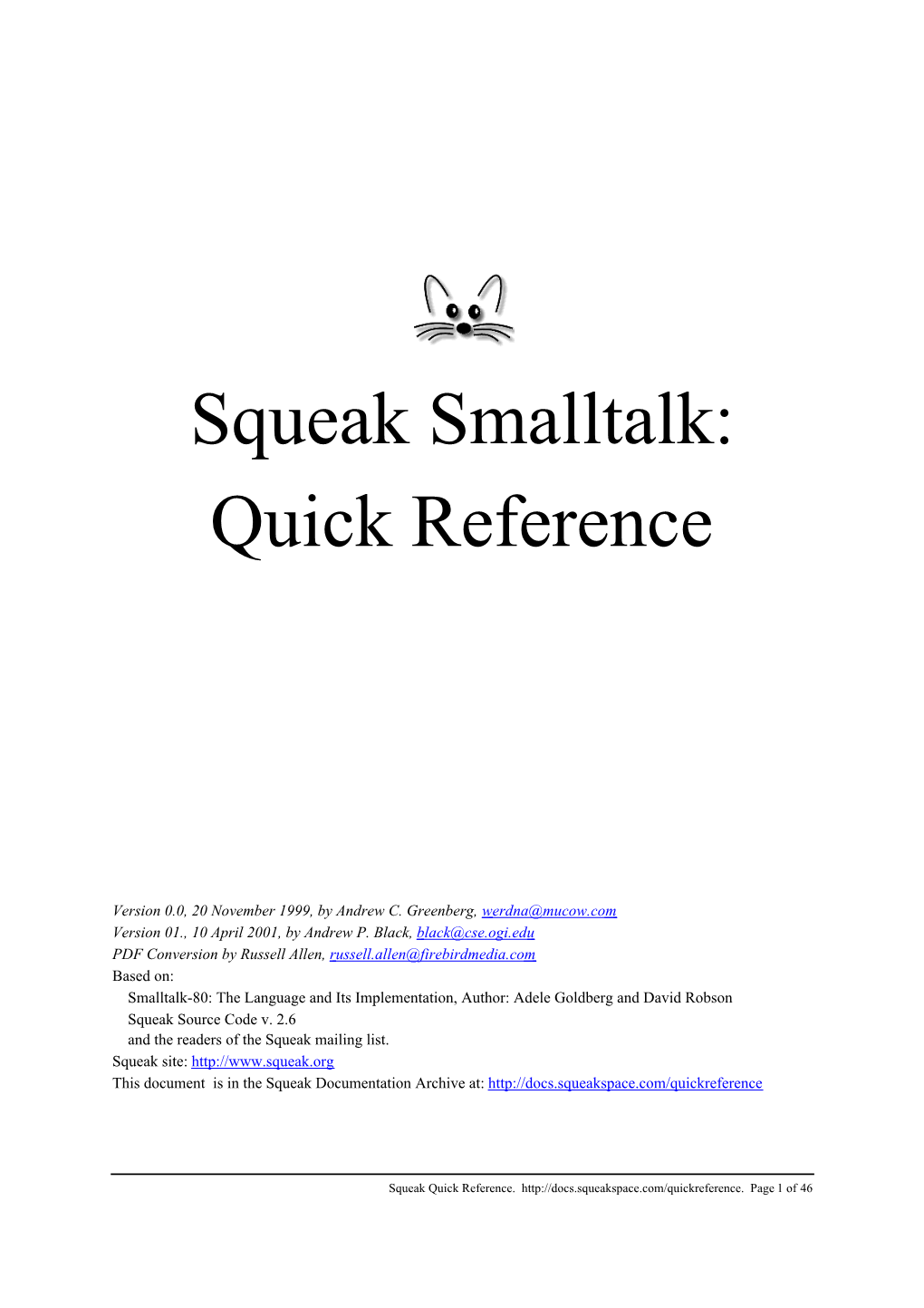 Squeak Smalltalk: Quick Reference