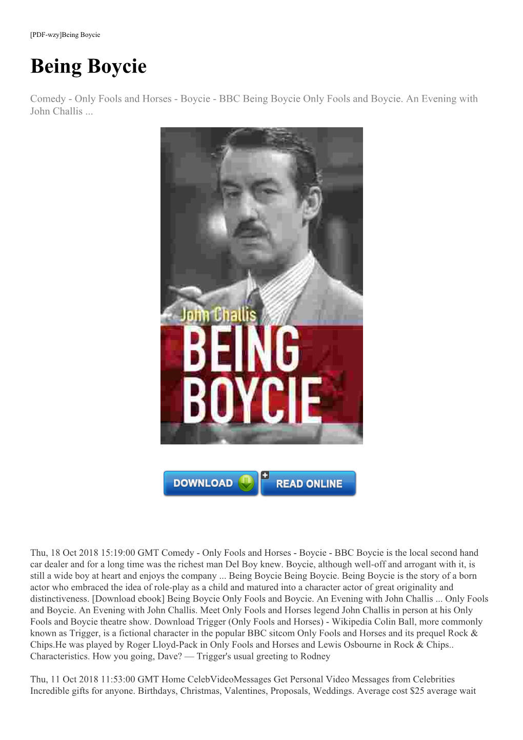 [Download Ebook] Being Boycie Only Fools and Boycie