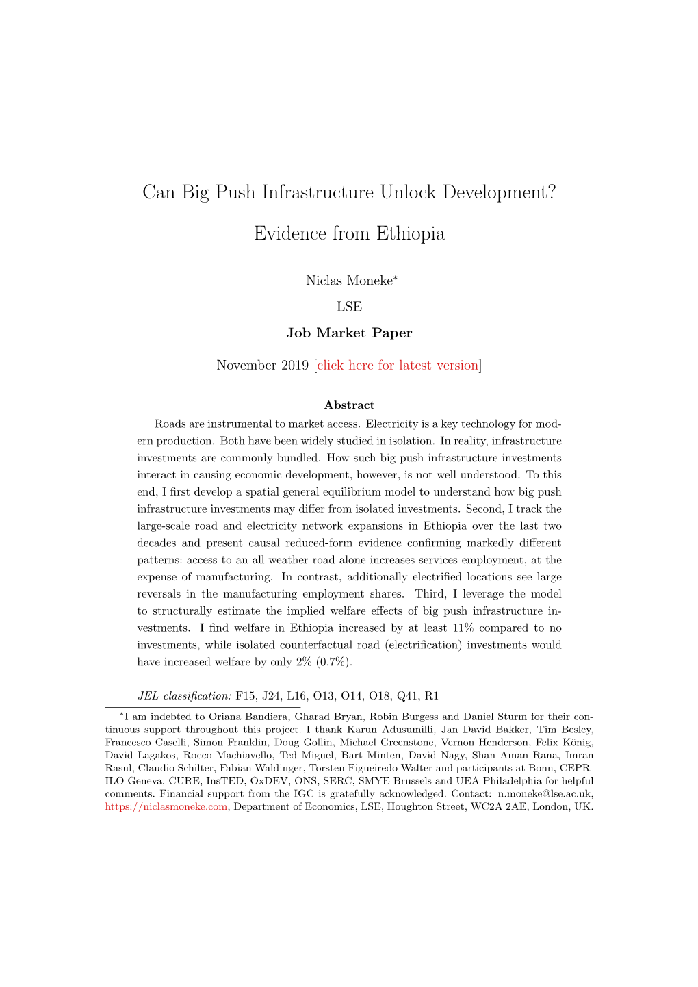Can Big Push Infrastructure Unlock Development? Evidence From