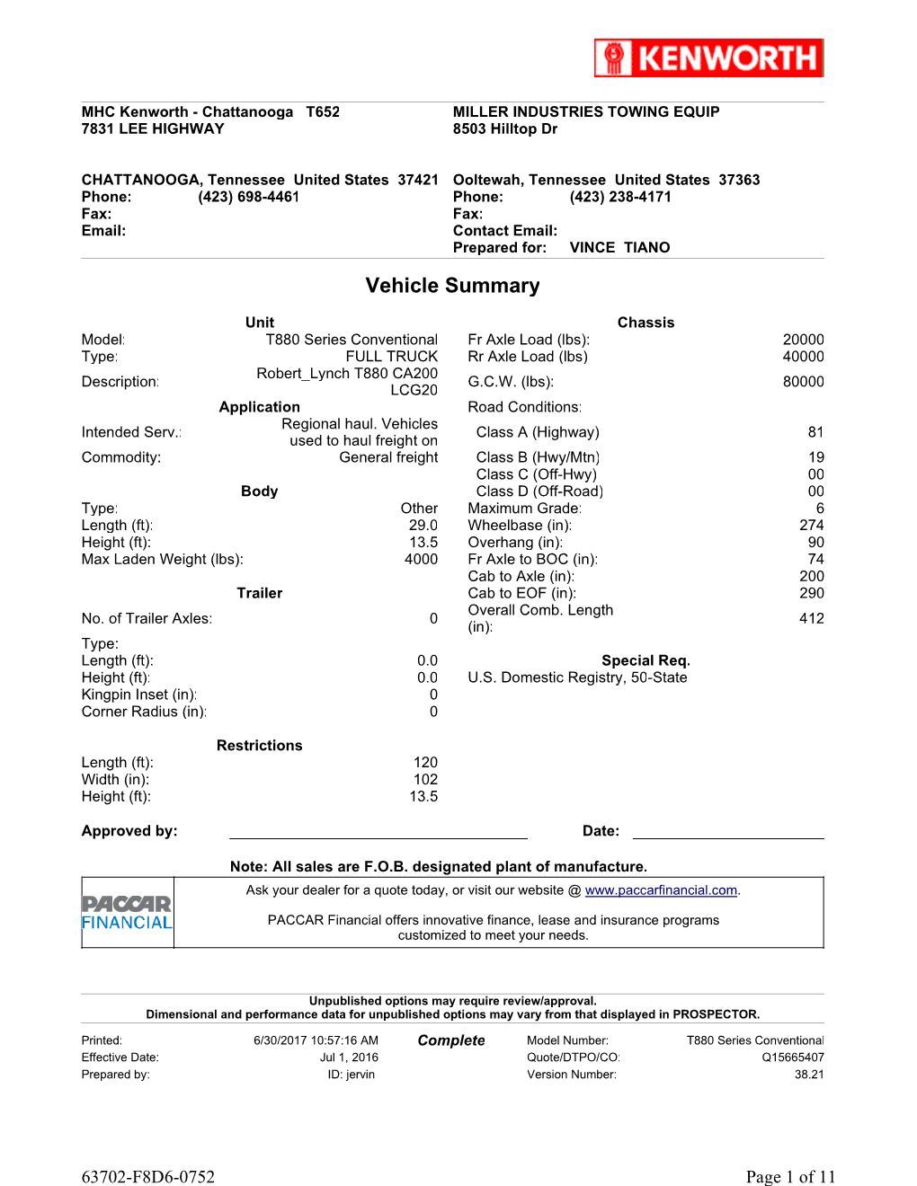 Vehicle Summary