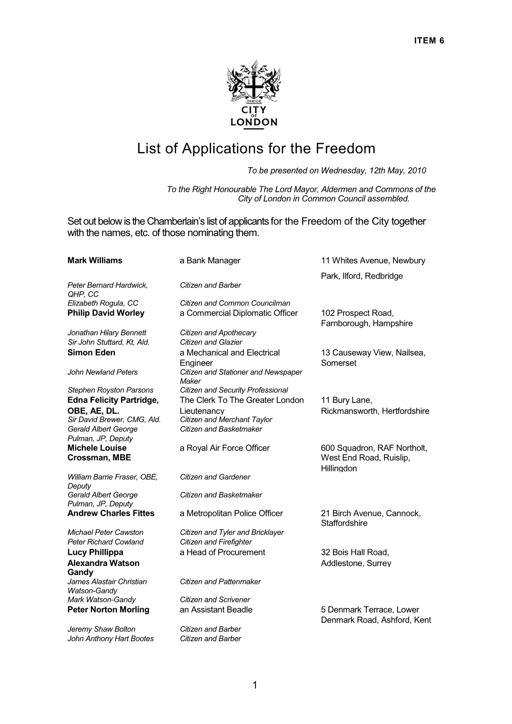 List of Applications for the Freedom