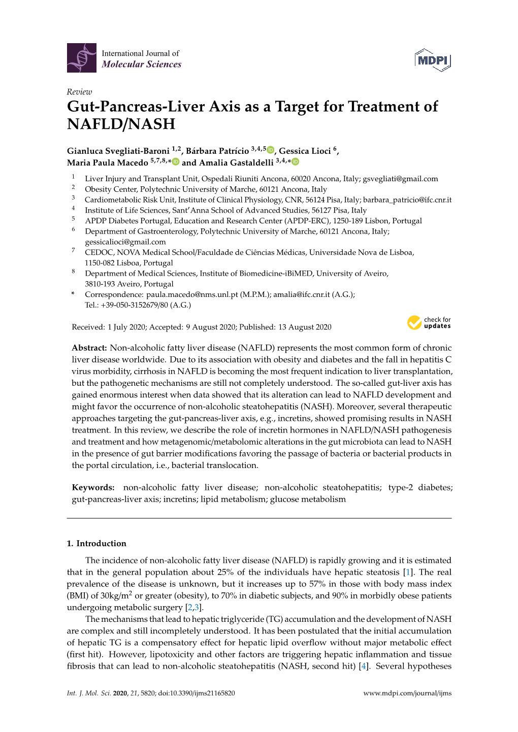 Gut-Pancreas-Liver Axis As a Target for Treatment of NAFLD/NASH