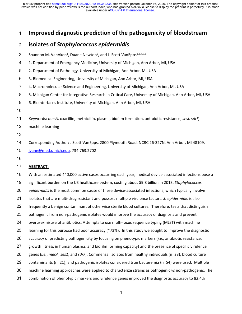 Improved Diagnostic Prediction of the Pathogenicity of Bloodstream