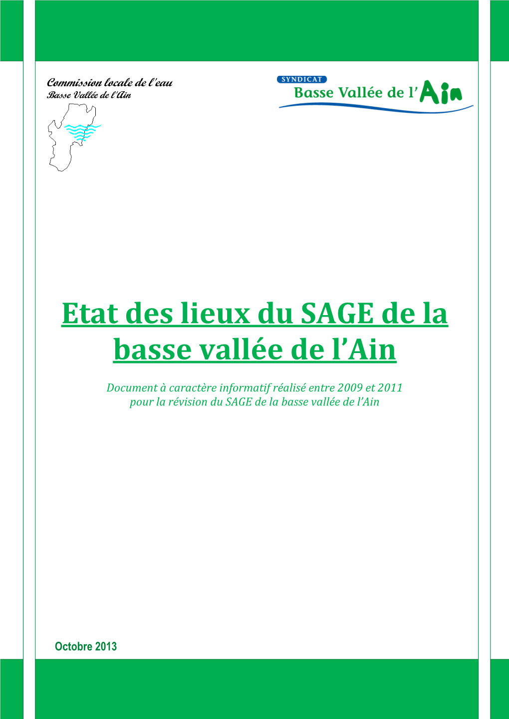 Etat Des Lieux Du SAGE De La Basse Vallée De L'ain