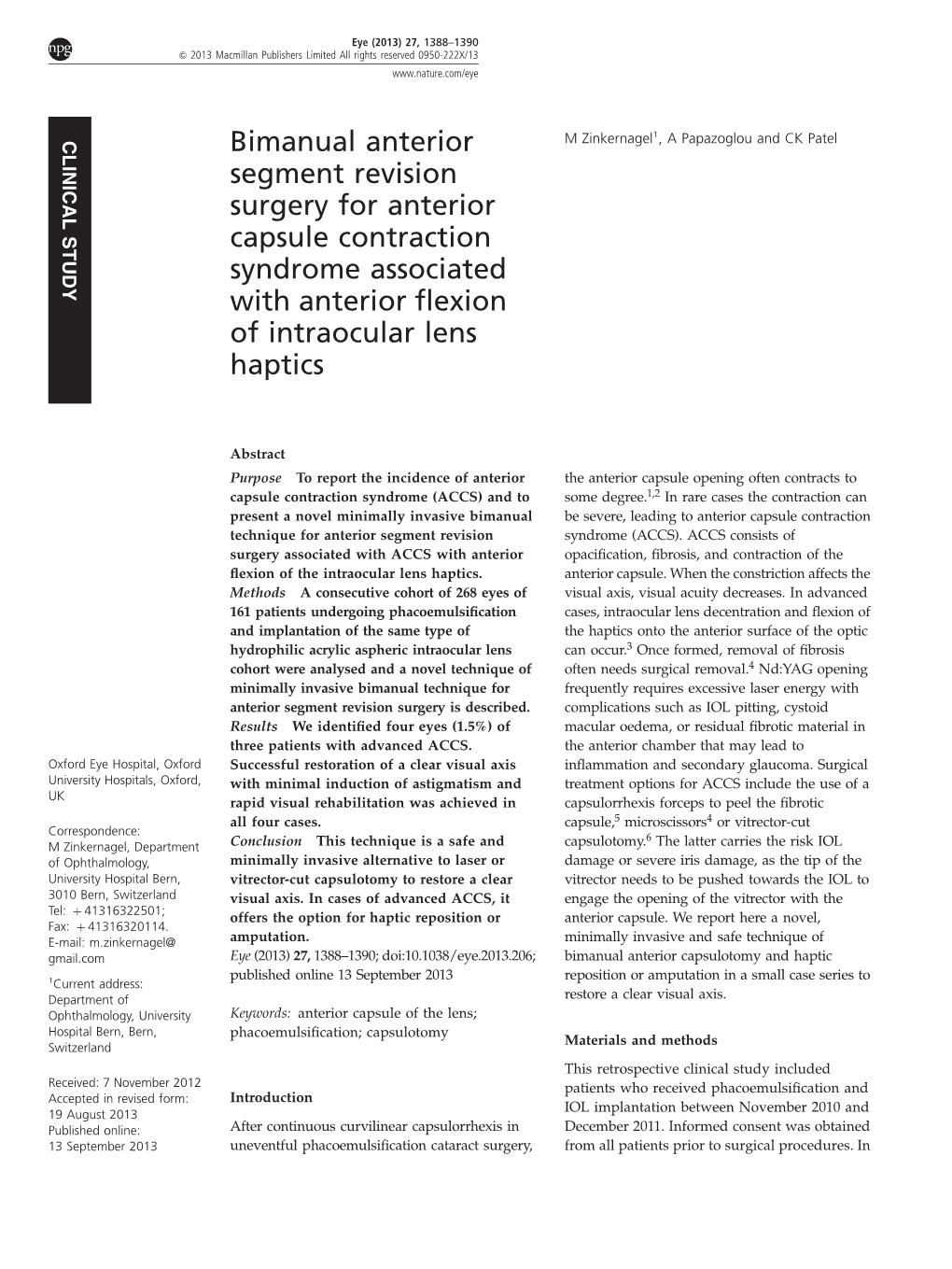 Bimanual Anterior Segment Revision Surgery for Anterior Capsule