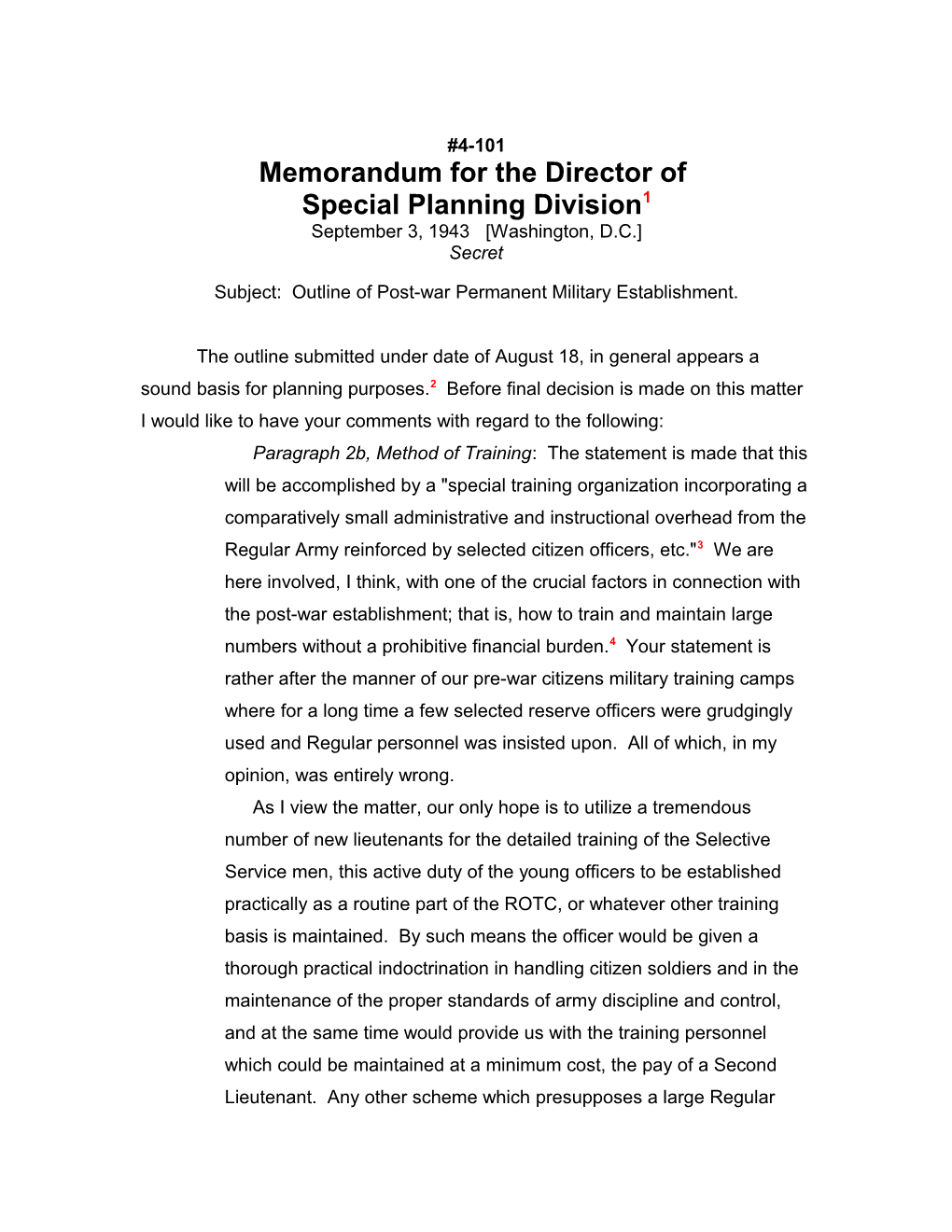 Memorandum for the Director Of