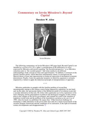 Commentary on István Mészáros's Beyond Capital