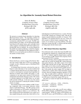 An Algorithm for Anomaly-Based Botnet Detection