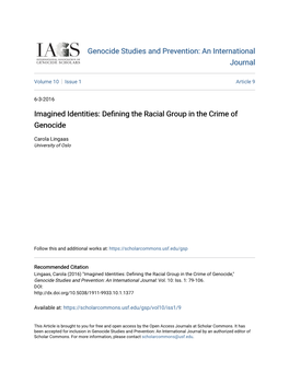 Imagined Identities: Defining the Racial Group in the Crime of Genocide