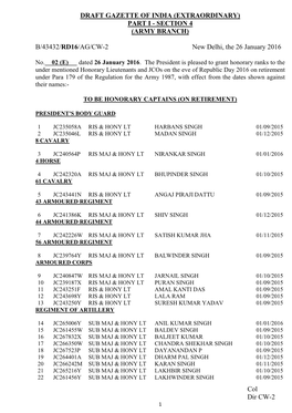 Col Dir CW-2 DRAFT GAZETTE of INDIA (EXTRAORDINARY) PART I