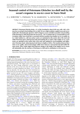Seasonal Control of Petermann Gletscher Ice-Shelf Melt by the Ocean’S Response to Sea-Ice Cover in Nares Strait