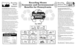 Recycling Means Economic and Environmental Benefits