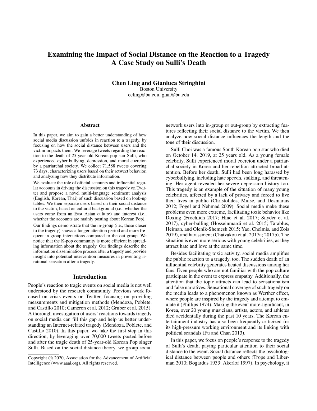 Examining the Impact of Social Distance on the Reaction to a Tragedy a Case Study on Sulli’S Death