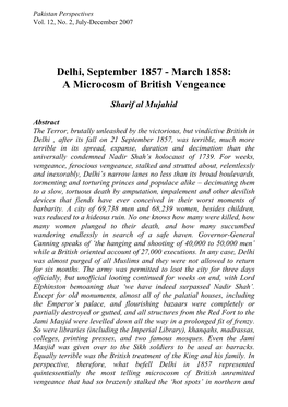 Delhi, September 1857 - March 1858: a Microcosm of British Vengeance