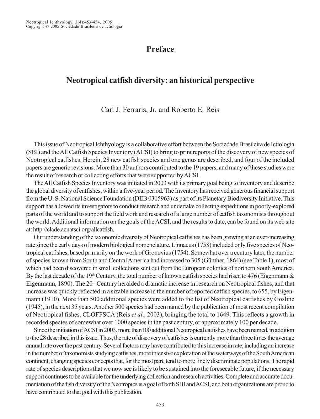 Preface Neotropical Catfish Diversity