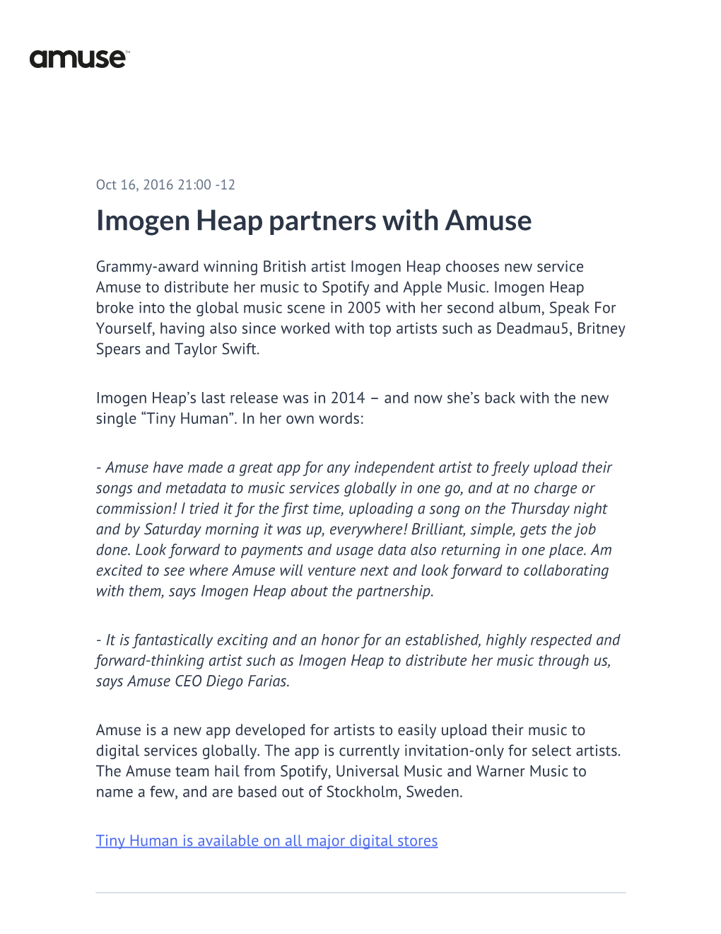 Imogen Heap Partners with Amuse