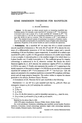 Some Immersion Theorems for Manifolds