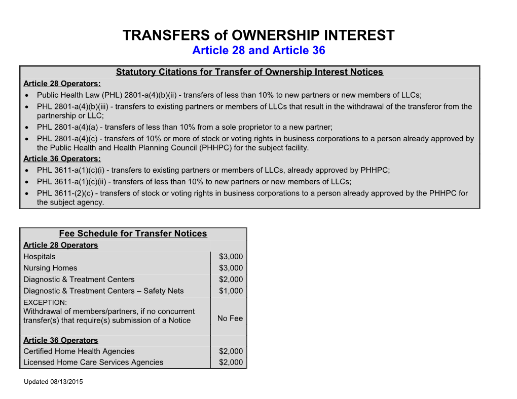 Transfer Notice Matrix