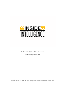 INSIDE INTELLIGENCE: the Texas Weekly/Texas Tribune Insider Poll for 12 June 2015