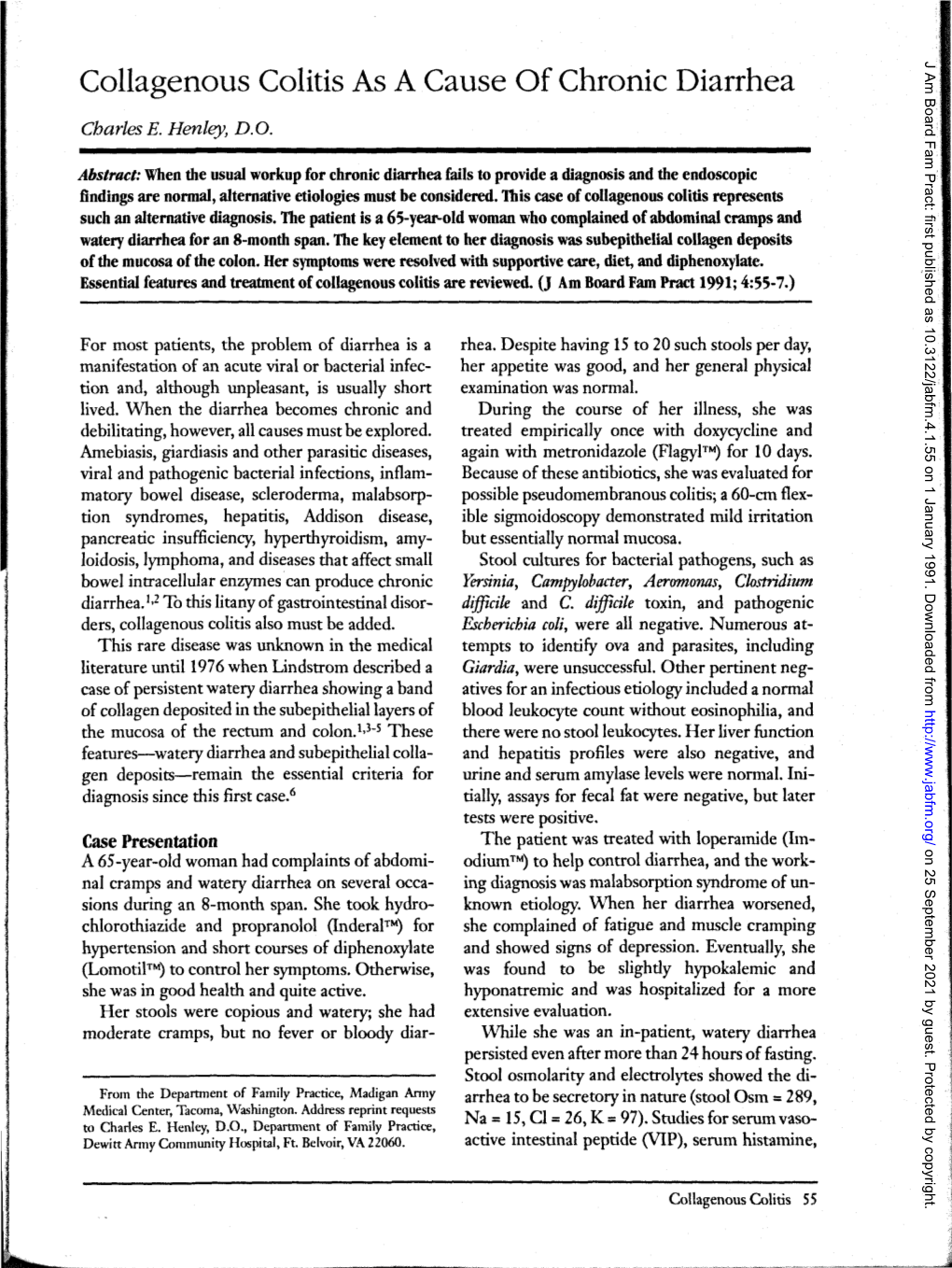 Collagenous Colitis As a Cause of Chronic Diarrhea