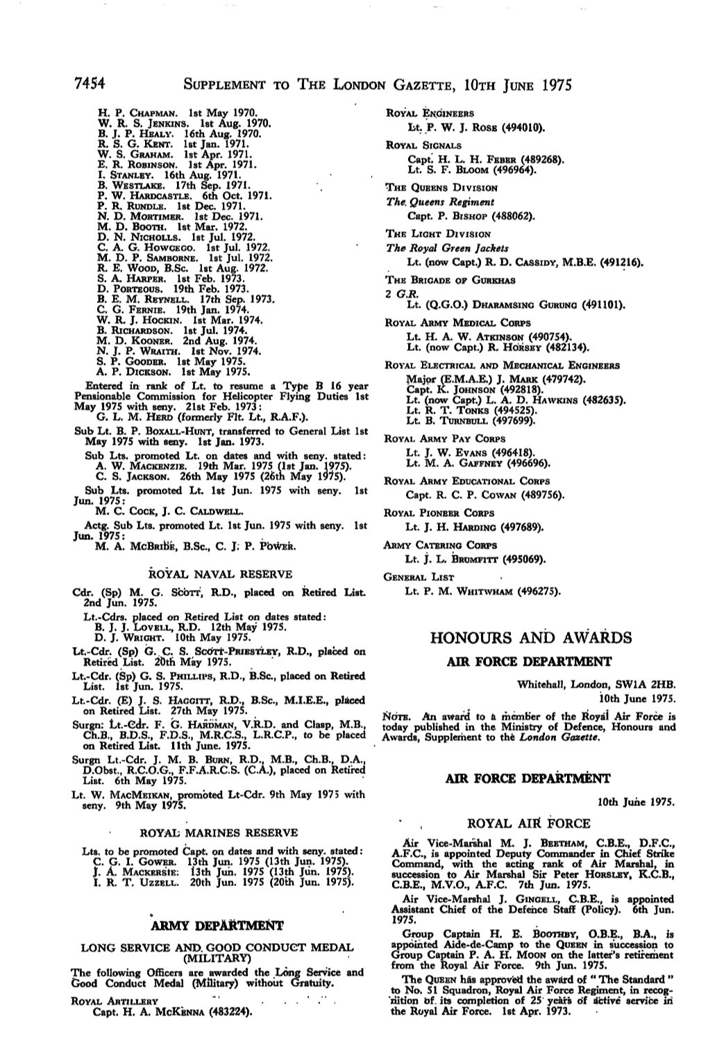 7454 Supplement to the London Gazette, Ioth June 1975