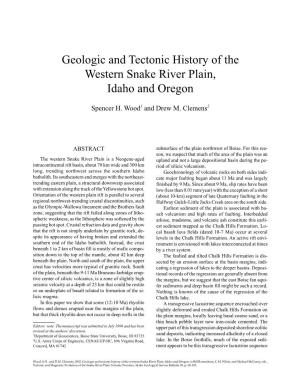 Geologic and Tectonic History of the Western Snake River Plain, Idaho and Oregon