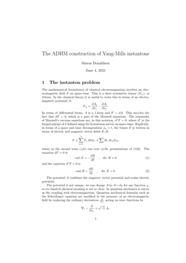 The ADHM Construction of Yang-Mills Instantons