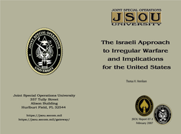JSOU Report 07-3 the Israeli Approach to Irregular Warfare And
