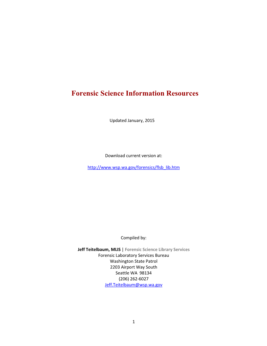 Forensic Science Information Resources