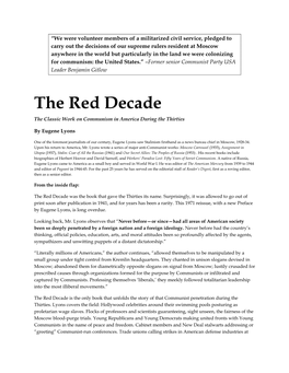 The Red Decade the Classic Work on Communism in America During the Thirties