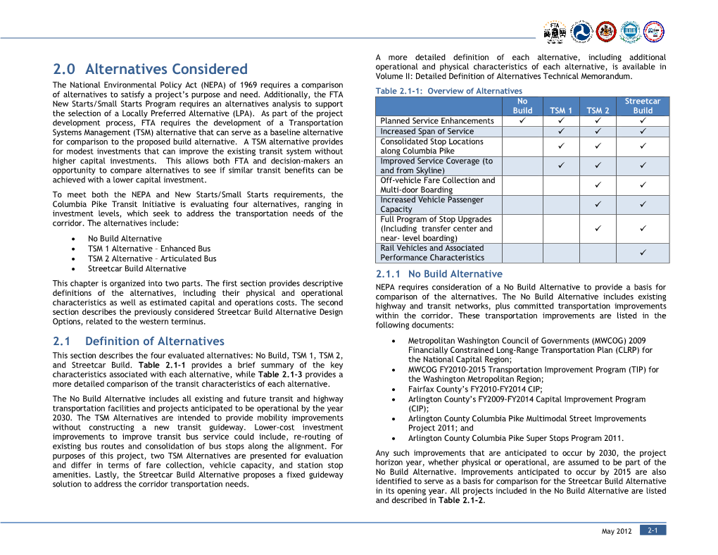 Chapter 2 – Alternatives Considered