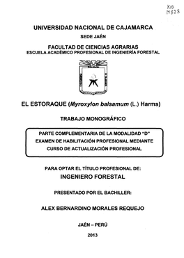 EL ESTORAQUE (Myroxylon Balsamum (L.) Harms)