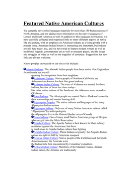Featured Native American Cultures