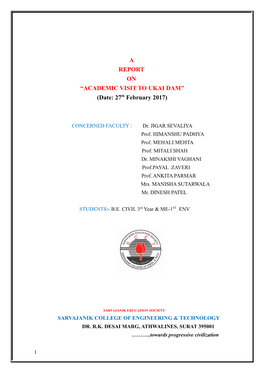 ACADEMIC VISIT to UKAI DAM” (Date: 27Th February 2017)