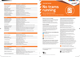 Industrial Action January 2020 - A4 Flyer.Indd 1 23/1/20 9:58 Am TRAM NETWORK Tram Replacement Bus Map a B C D E F G H I Tram Replacement Bus Routes Frequency Regent