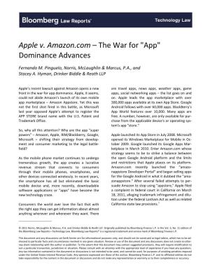 Apple V. Amazon.Com – the War for "App" Dominance Advances