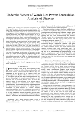 Foucauldian Analysis of Oleanna D