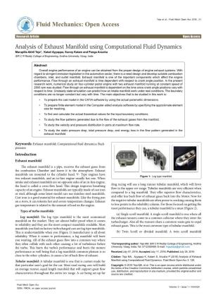 Analysis of Exhaust Manifold Using Computational Fluid Dynamics