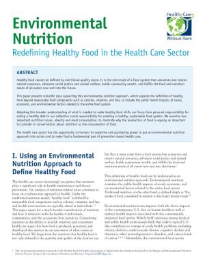Environmental Nutrition: Redefining Healthy Food