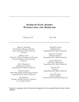 Instream Flow Studies Pennsylvania and Maryland